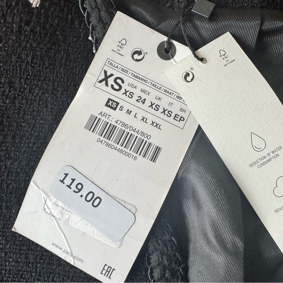 NWT Zara XS Floral Embroidered Textured Short Jacket Open Blazer 4786/044/800 - Picture 9 of 10